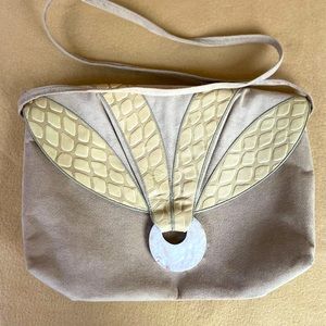 Tan, suede and leather shoulder bag